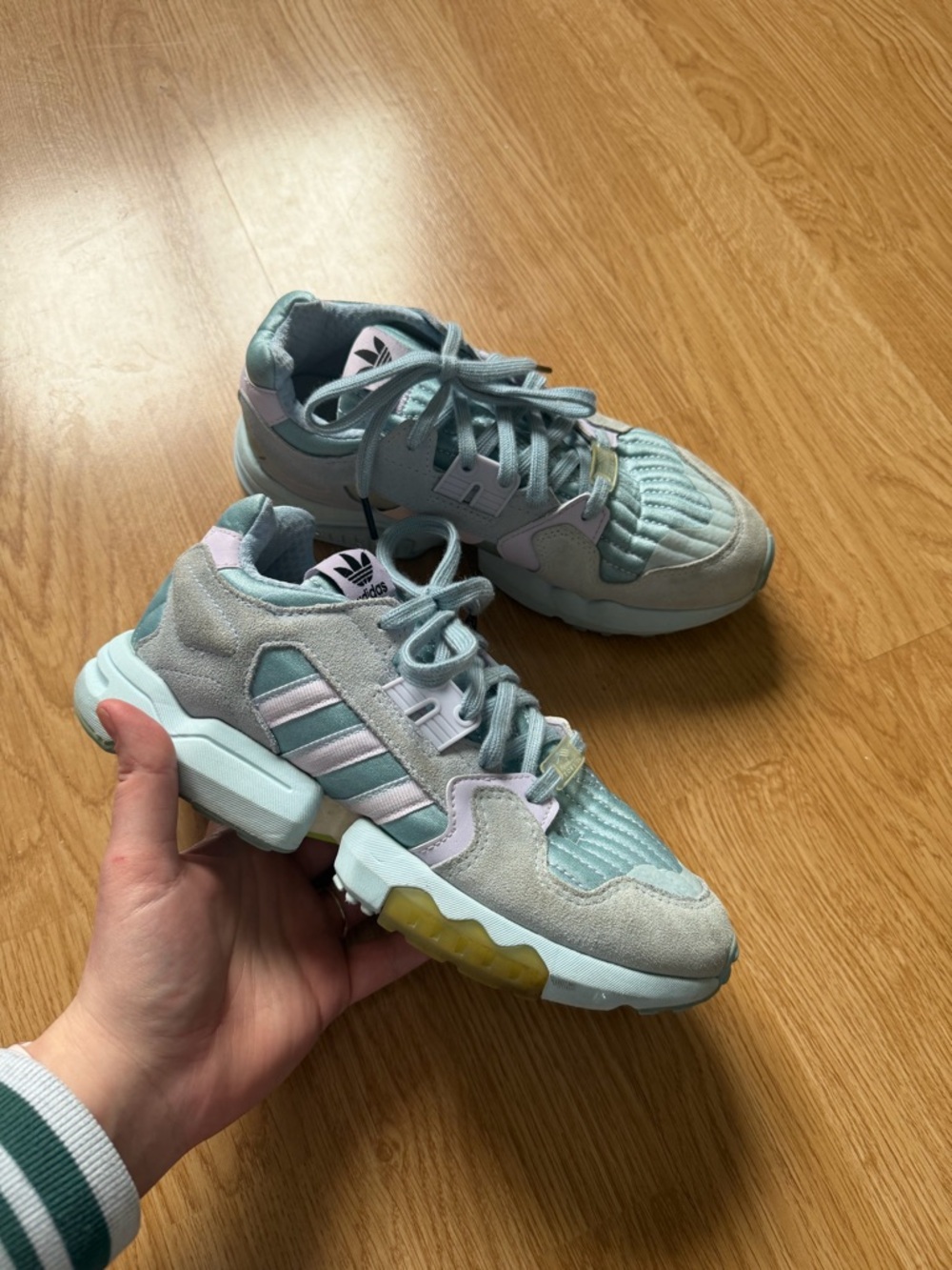 adidas Mint Green & Light Pink Chunky Sneakers